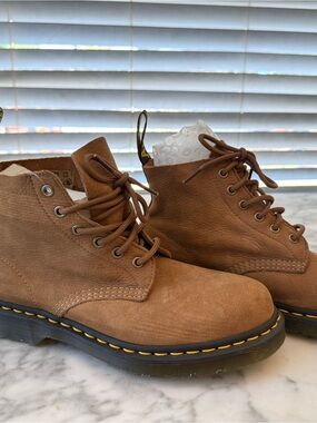 Dr. Martens Tan Suede Lace-Up Ankle Boots